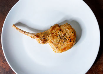 High angle view of bread in plate