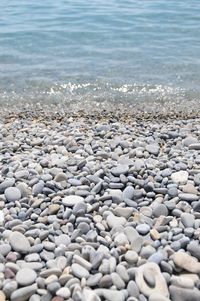 Surface level of stones on beach