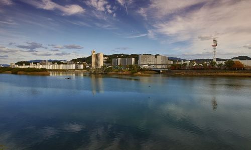 Reflection of buildings in water