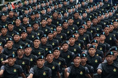 Army soldiers at marching