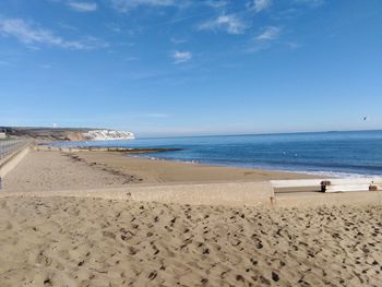 Scenic view of beach against sky