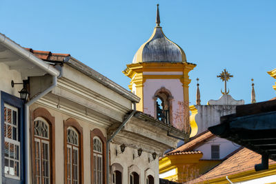 Low angle view of historic building against clear sky