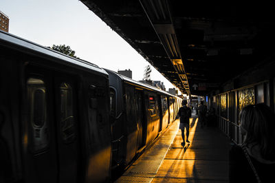 Sunset  at a brooklyn train station 