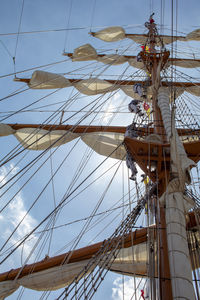 Low angle view of sailboat against sky