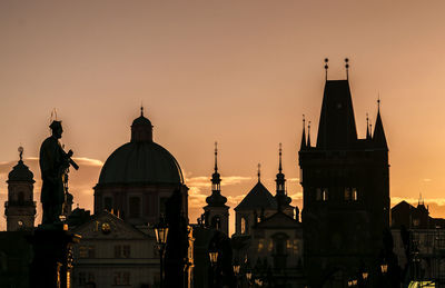 View of buildings against sky during sunset