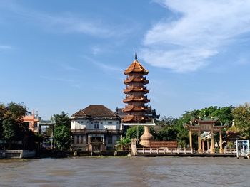 View of buildings against cloudy sky