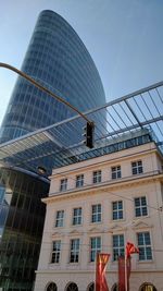 Low angle view of modern building against sky