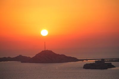 Scenic view of sea during sunset