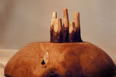 Close-up of wooden toys  on table