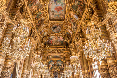 Low angle view of chandelier