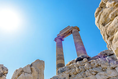 Low angle view of historical building against blue sky