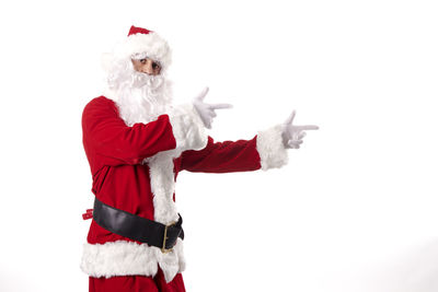 View of person standing against white background