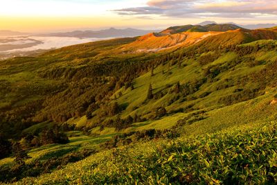 Scenic view of landscape against sky during sunset