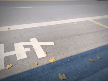 High angle view of zebra crossing on road