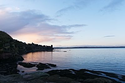 Scenic view of sea against sky at sunset