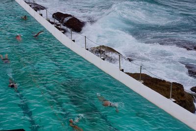High angle view of swimming pool in sea