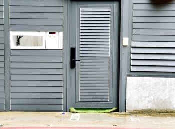 Closed door of building