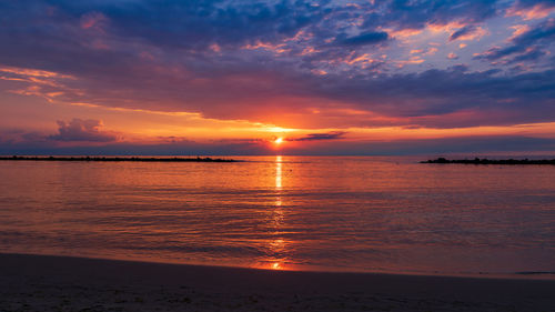 Scenic view of sea against sky during sunset. darlowo, poland