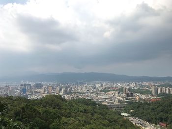High angle view of buildings in city