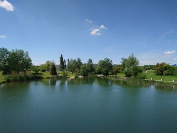 Scenic view of lake against sky