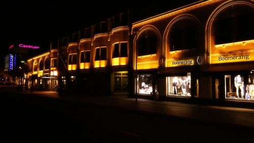 Illuminated building at night