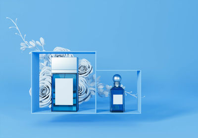 Digital composite image of text against blue wall