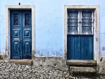 Closed door of old building