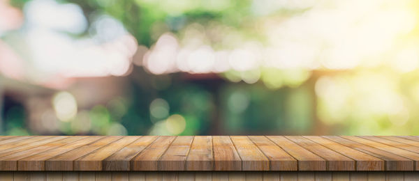 Close-up of wooden railing