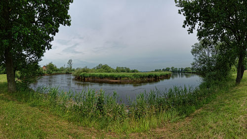 Scenic view of lake against sky