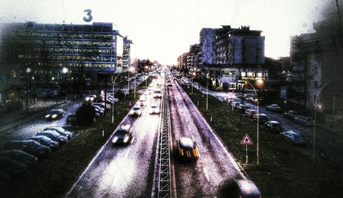 Road passing through city street