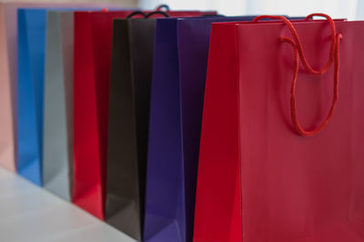 Close up of colorful shopping bags