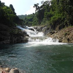Scenic view of river flowing through rocks