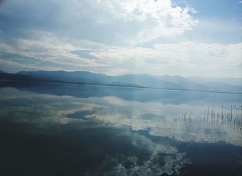 Scenic view of lake against sky