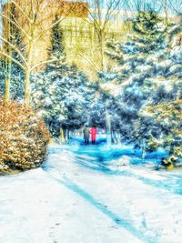 Man amidst trees in water