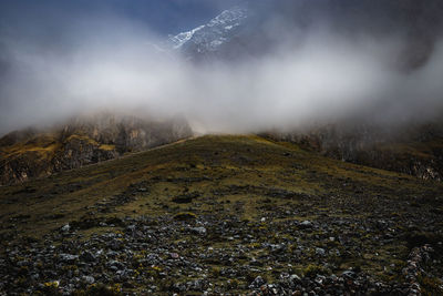 Scenic view of mountains against sky