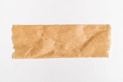 High angle view of paper against white background