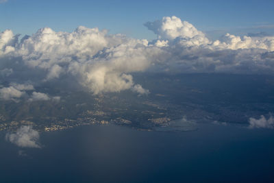 Aerial view of sea against sky