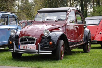 Vintage car on field