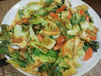 High angle view of meal served in plate