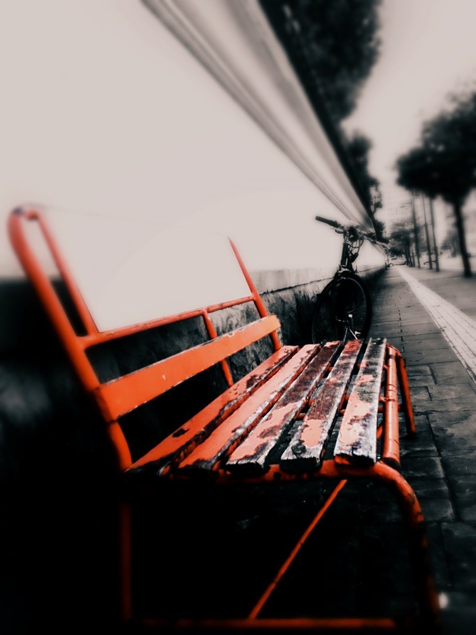 transportation, mode of transport, land vehicle, car, sky, the way forward, railroad track, diminishing perspective, road, clear sky, windshield, selective focus, built structure, day, no people, focus on foreground, rail transportation, travel, outdoors, tree