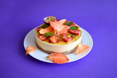 Close-up of fruit salad in plate