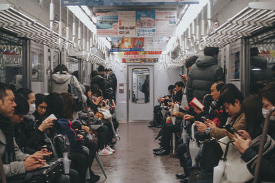 Group of people in train