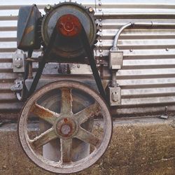 Close-up of train on railroad track