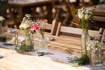 Close-up of flower vase on table