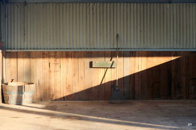 Built structure against wall