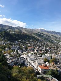 High angle view of townscape against sky