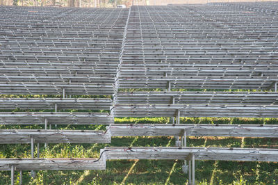 High angle view of shopping cart on field