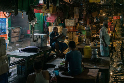 People working at market