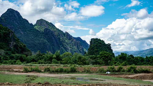 Scenic view of mountains against sky