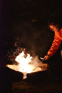 Low angle view of bonfire at night